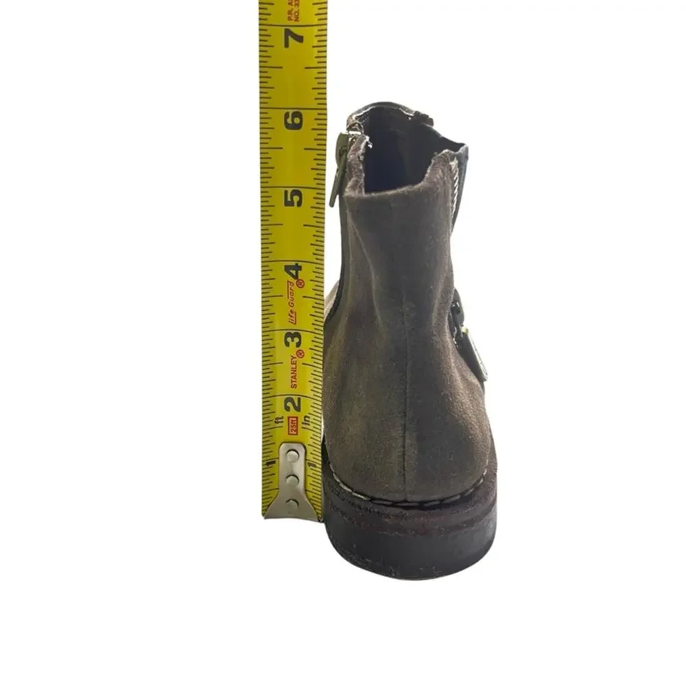 Clarks Cabaret Ruby Boots 7.5 Khaki Taupe Suede Asymmetric Zip Ankle Bootie